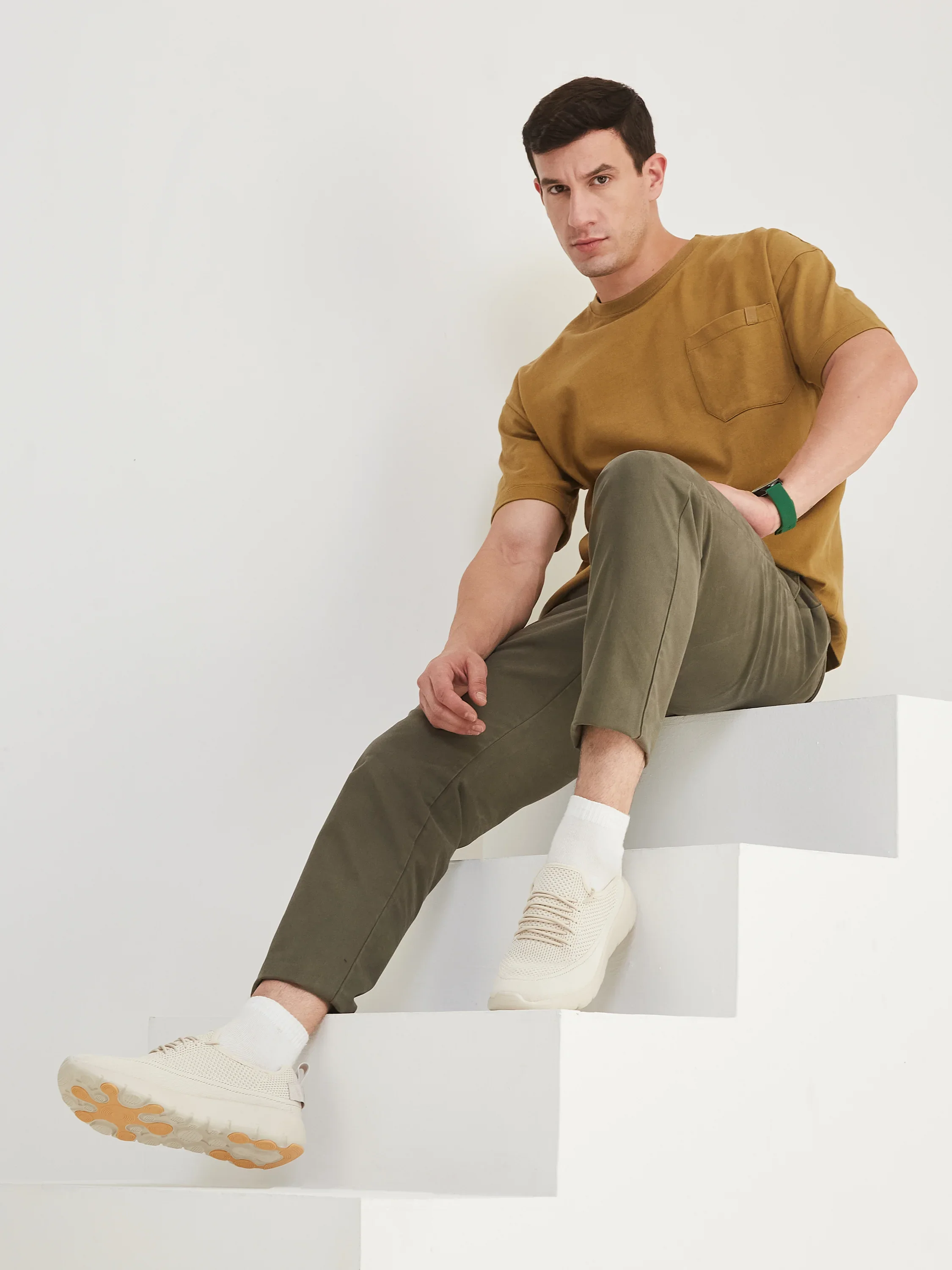 EMERGE Beige Men's Walking Shoes - Image 7