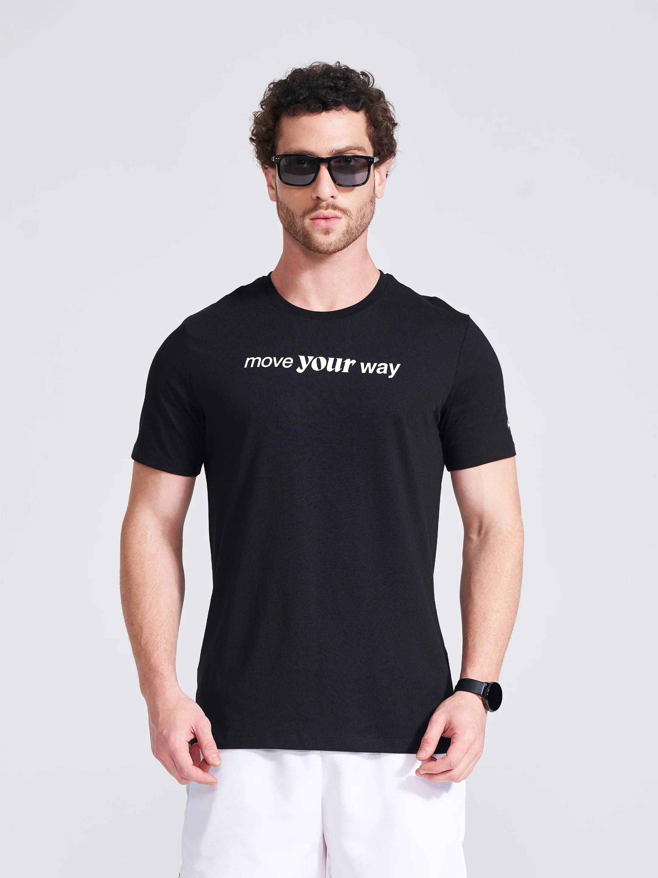 Men's Black Printed Round Neck T-Shirt - Image 2