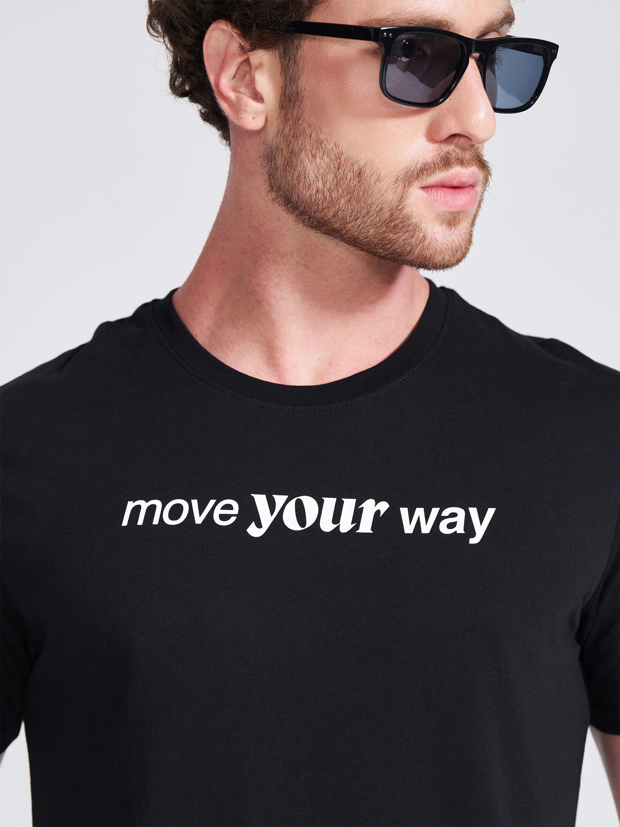 Men's Black Printed Round Neck T-Shirt - Image 3