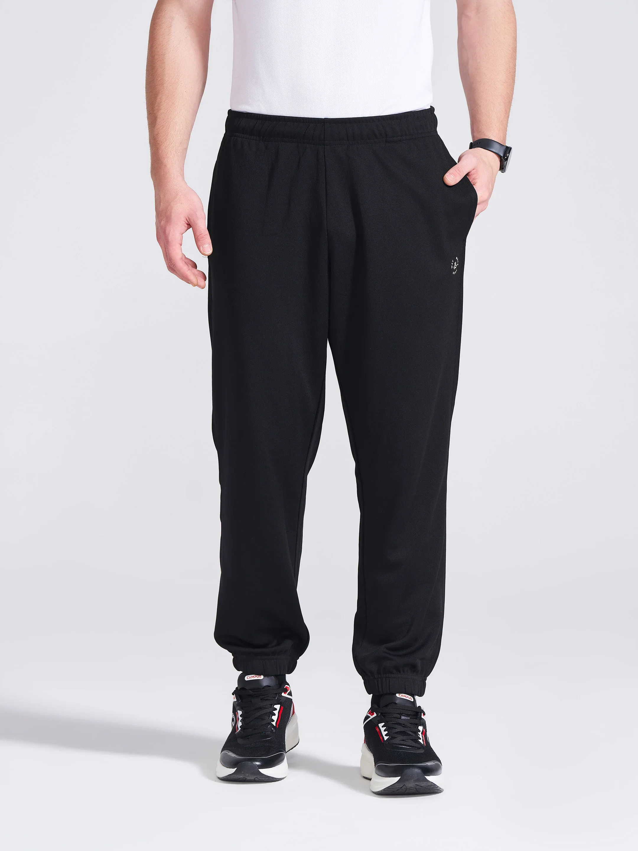 Men's Black Regular Fit Track Pants - Image 2