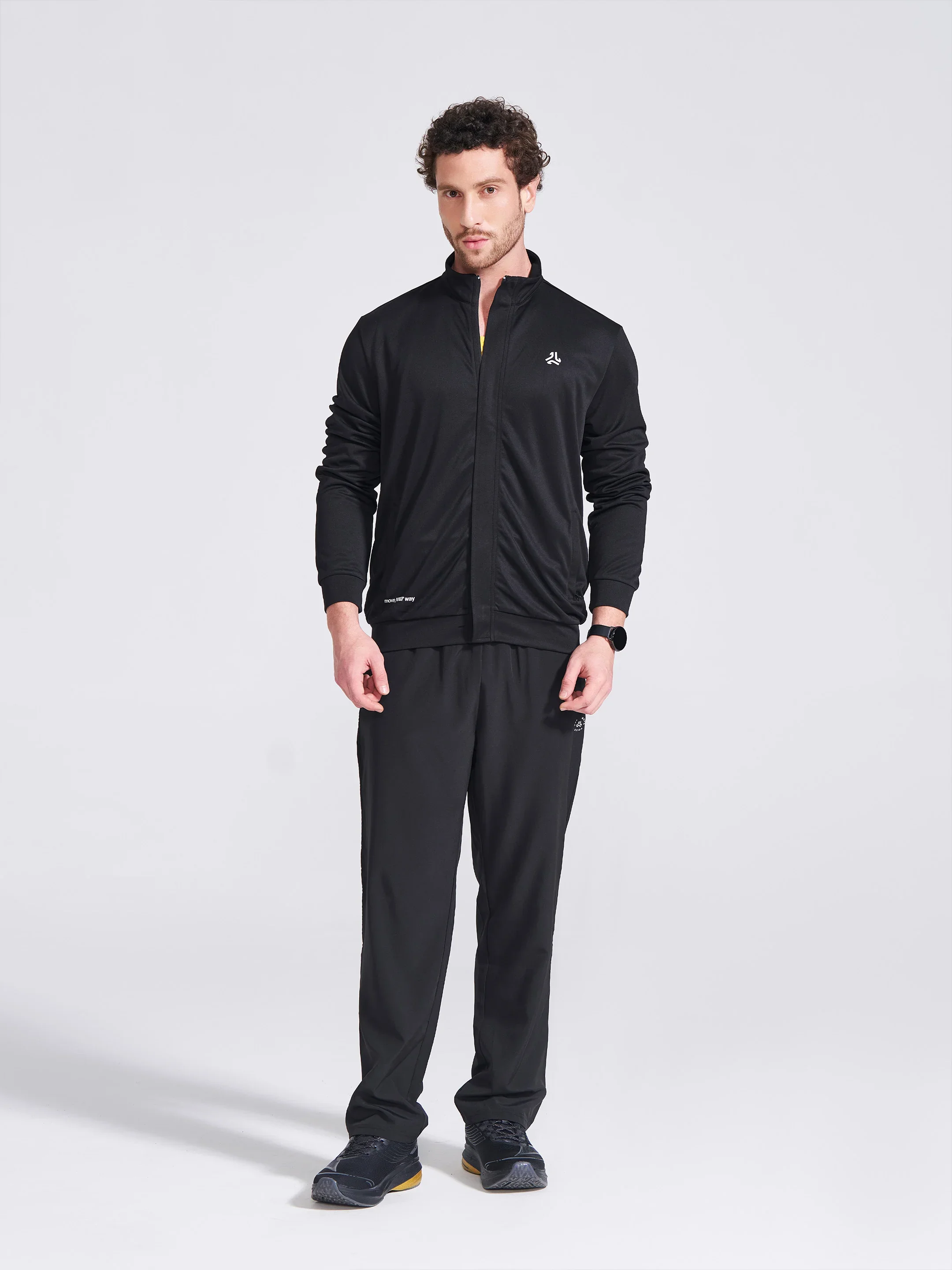 Men's Black Solid Stand Collar Jacket - Image 4