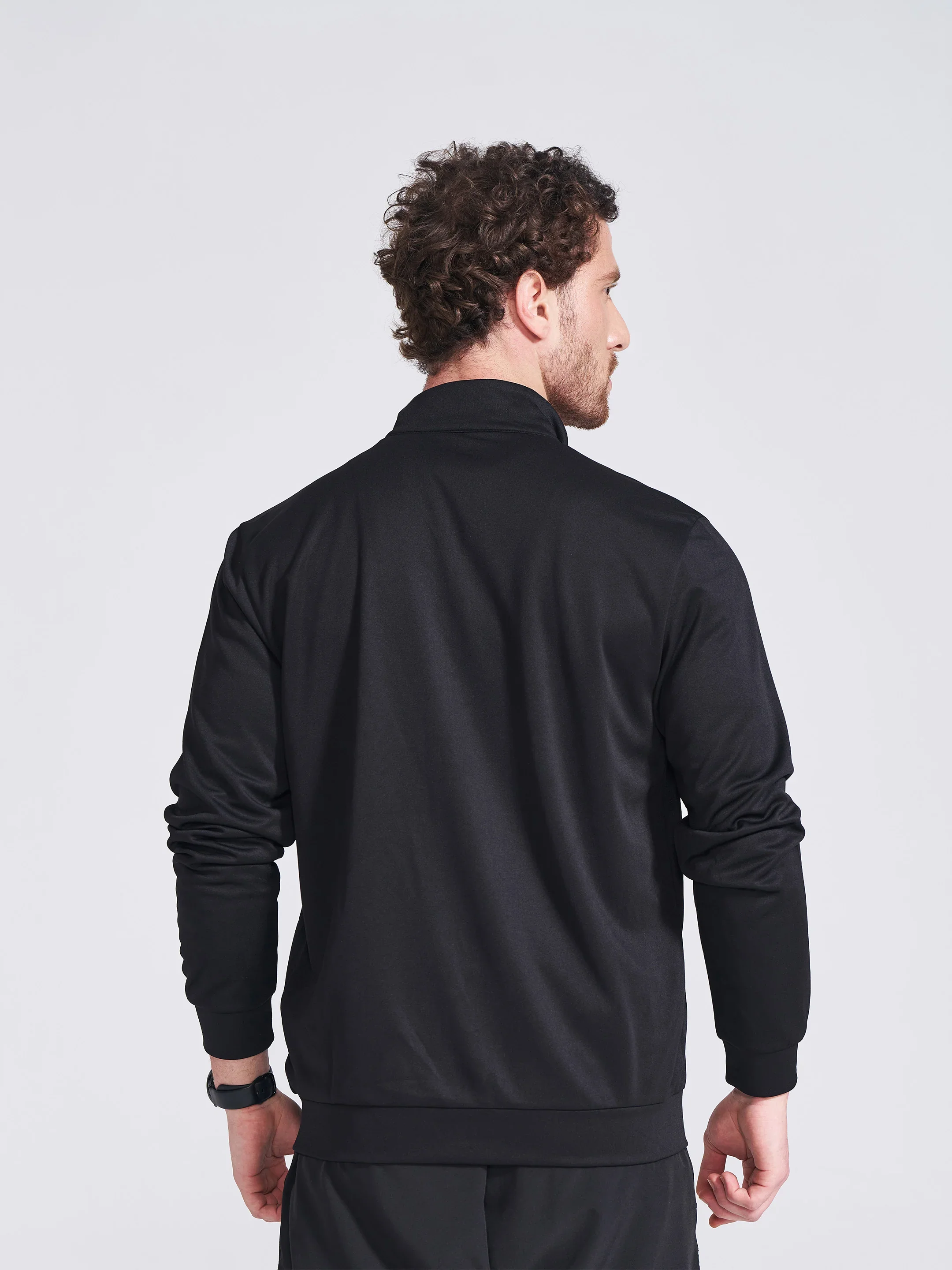 Men's Black Solid Stand Collar Jacket - Image 5