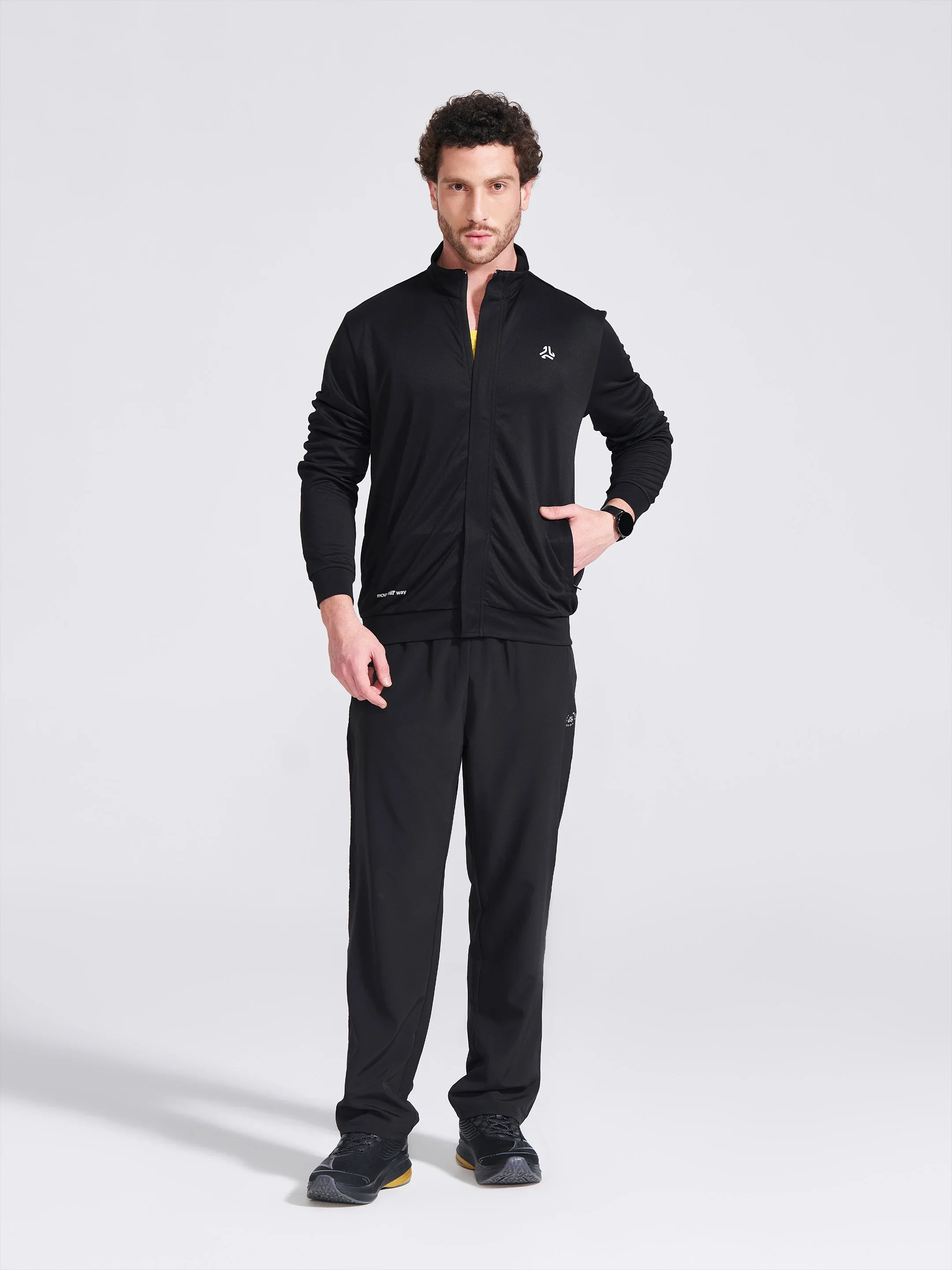 Men's Black Solid Stand Collar Jacket - Image 7