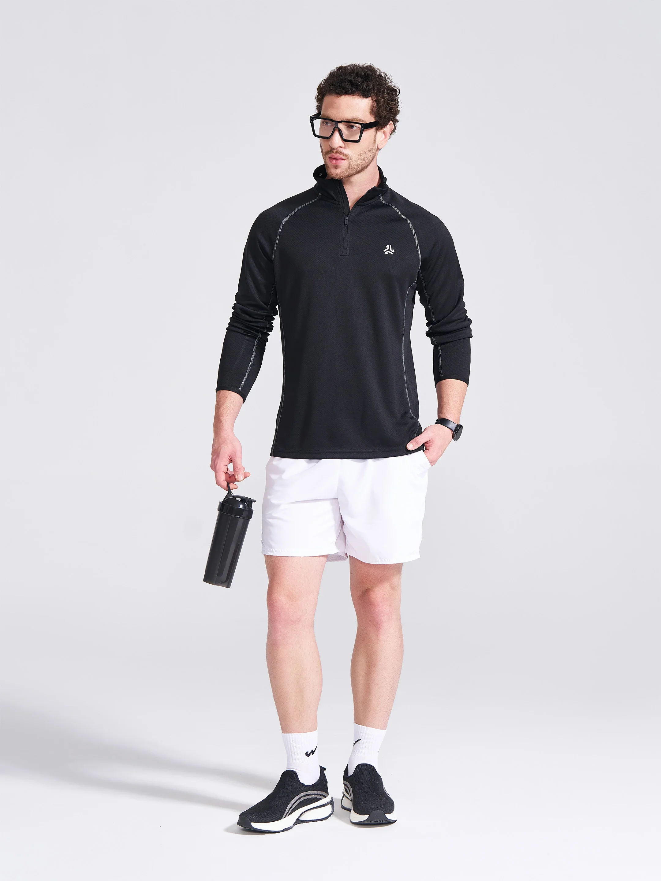 Men's Black Solid Stand Collar Jacket - Image 2