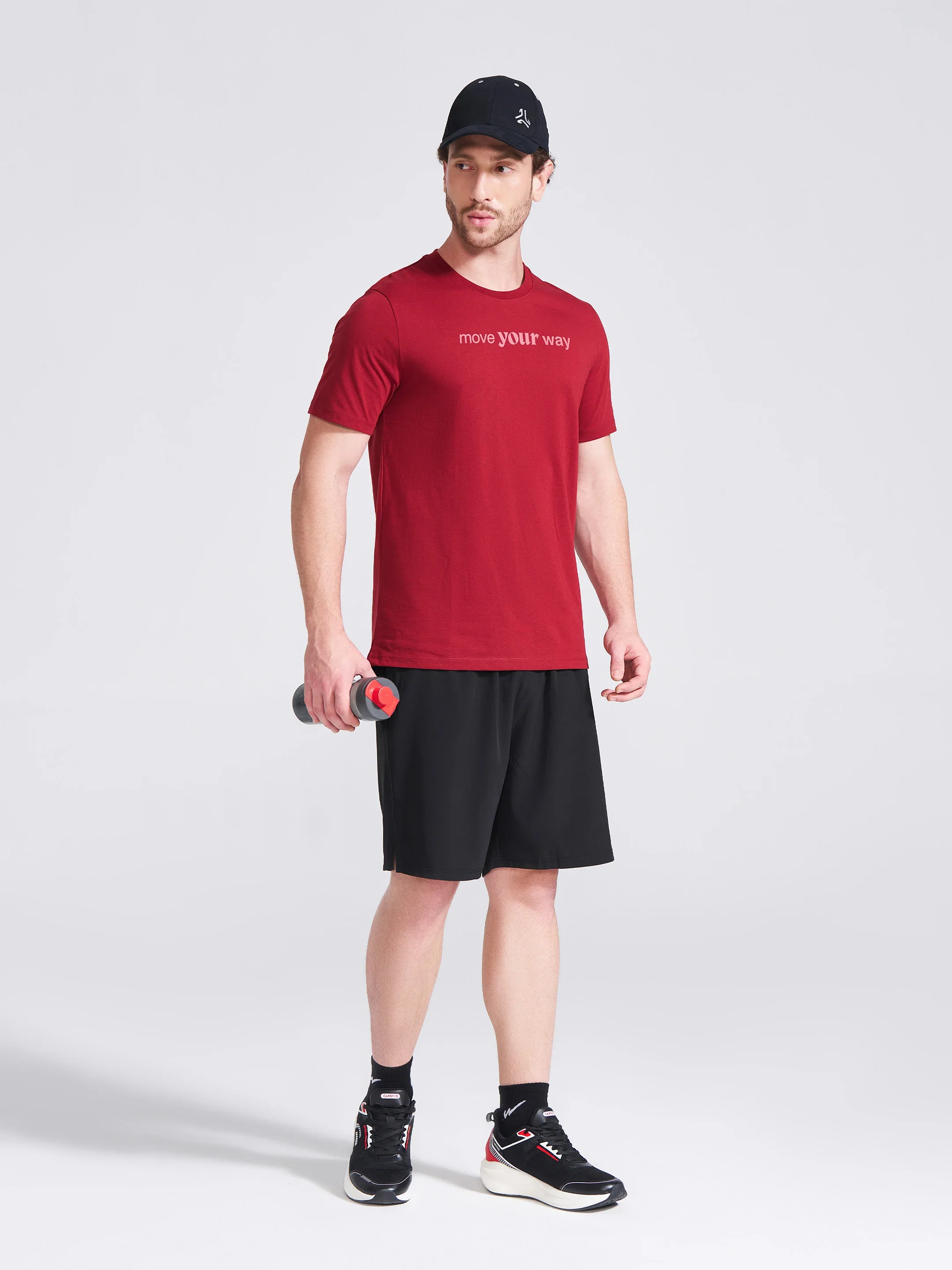 Men's Burgundy Printed Round Neck T-Shirt - Image 6