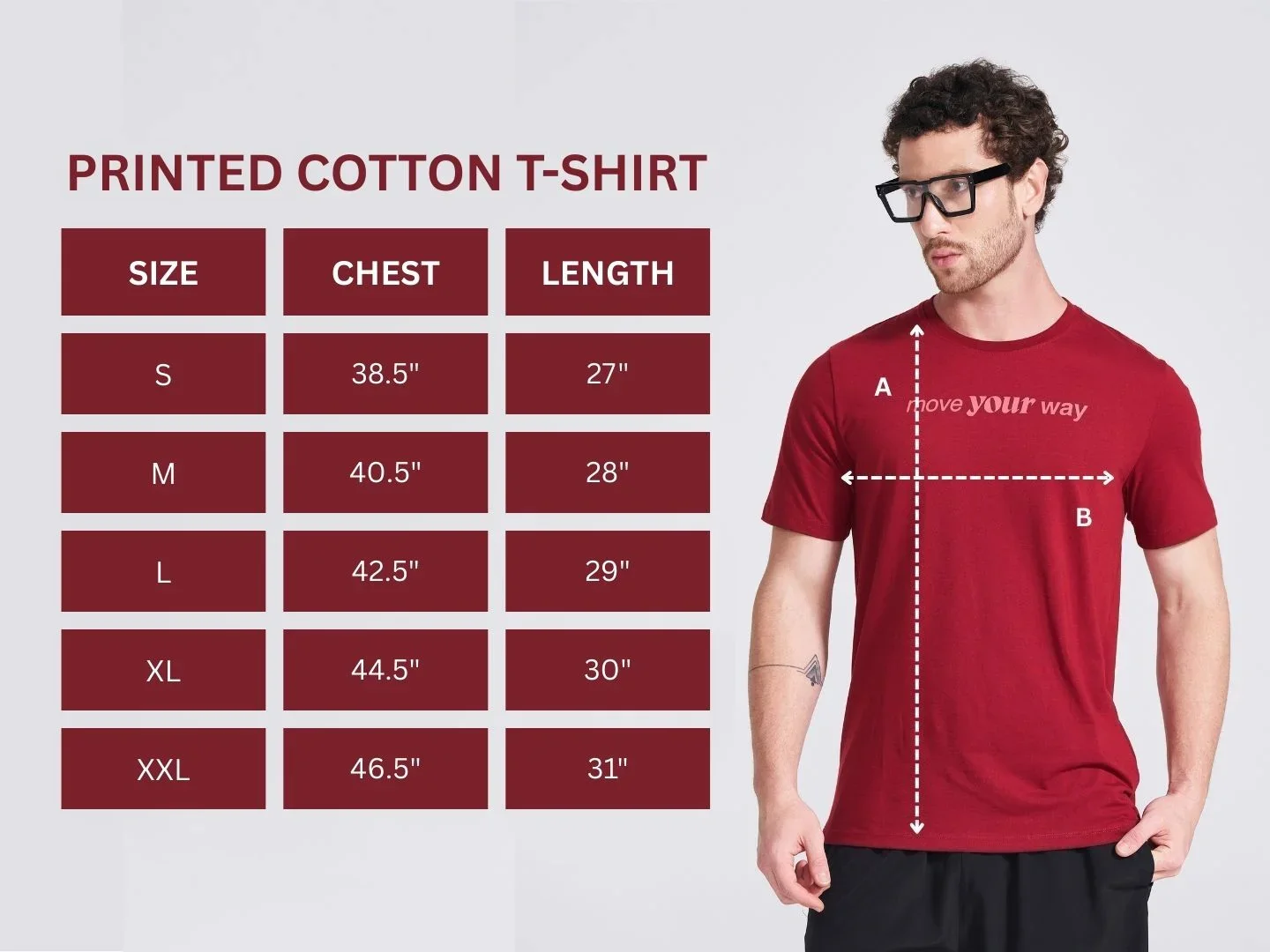 Men's Burgundy Printed Round Neck T-Shirt - Image 8