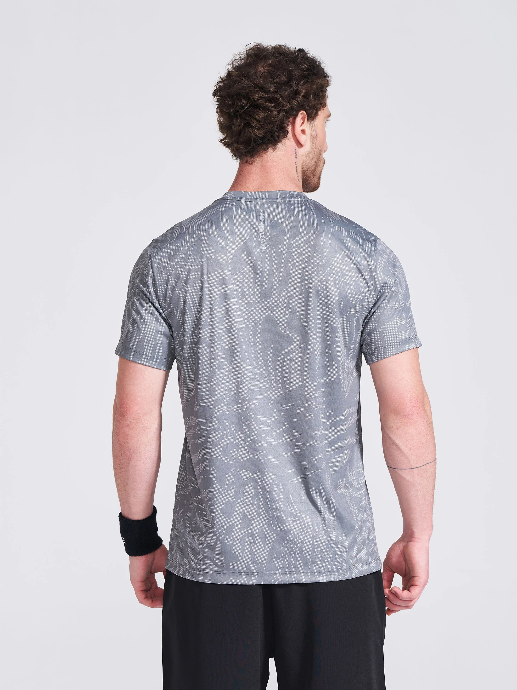 Men's Grey Printed Round Neck T-Shirt - Image 4