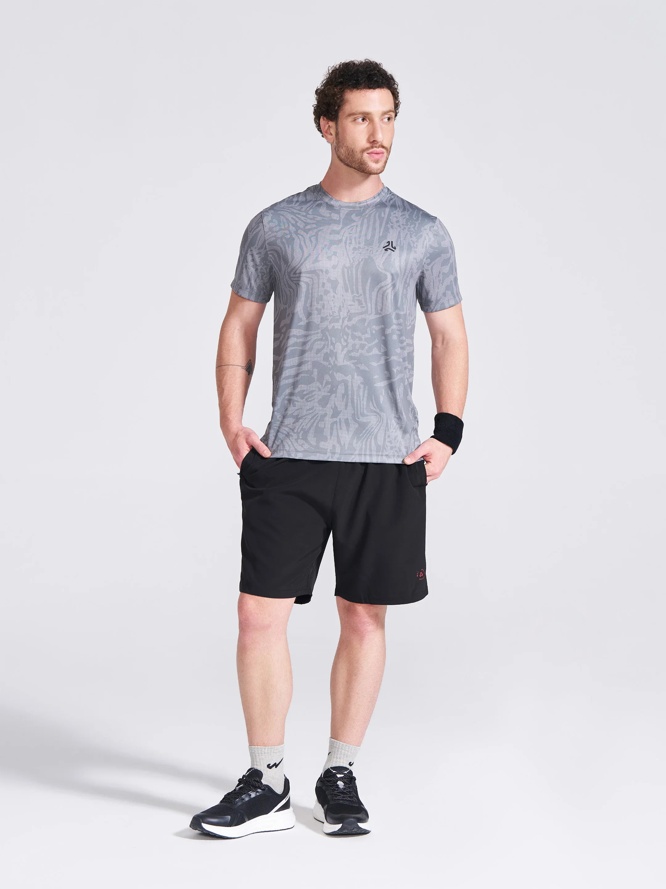 Men's Grey Printed Round Neck T-Shirt - Image 6