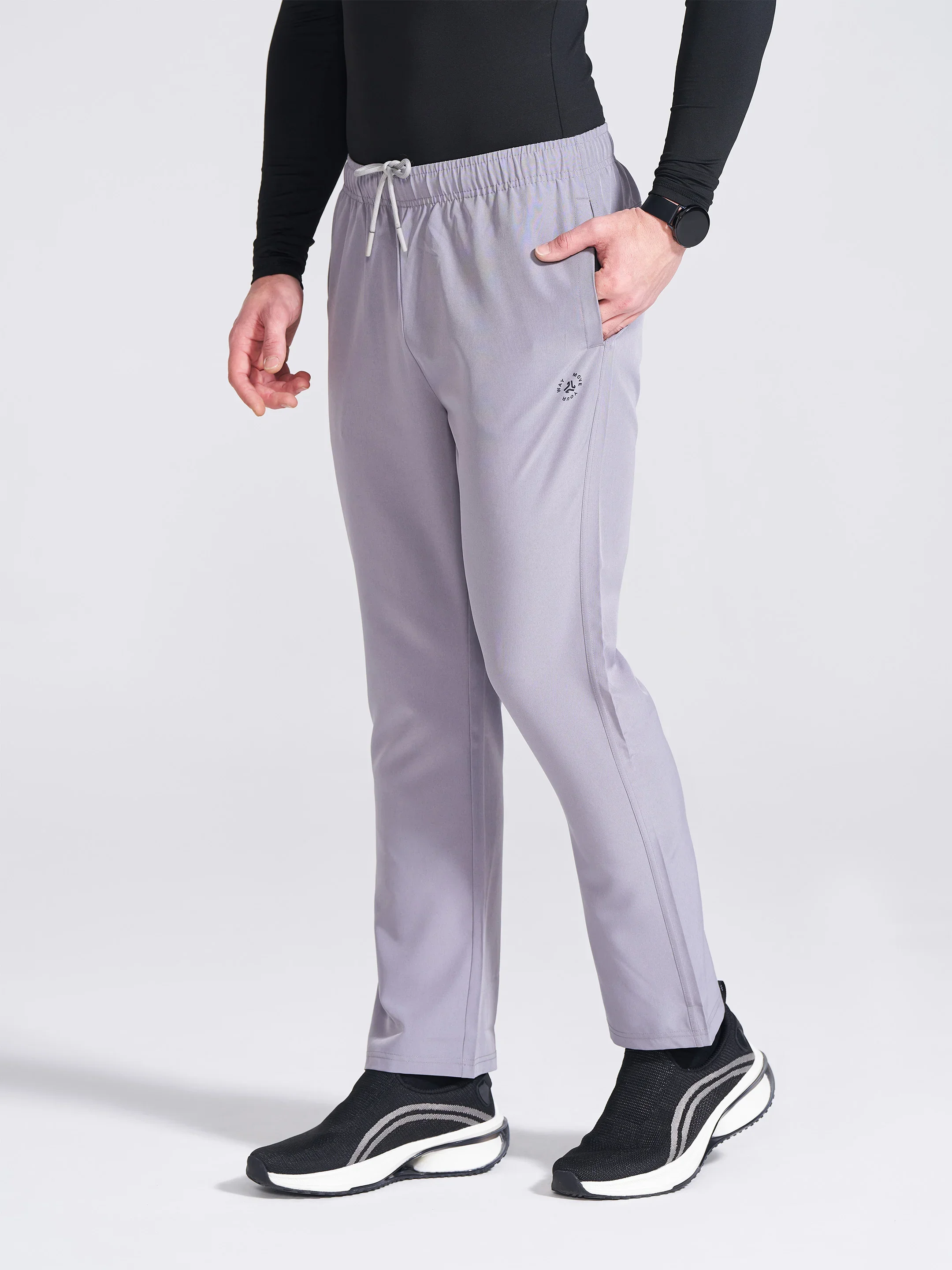 Men's Grey Regular Fit Track Pants - Image 2