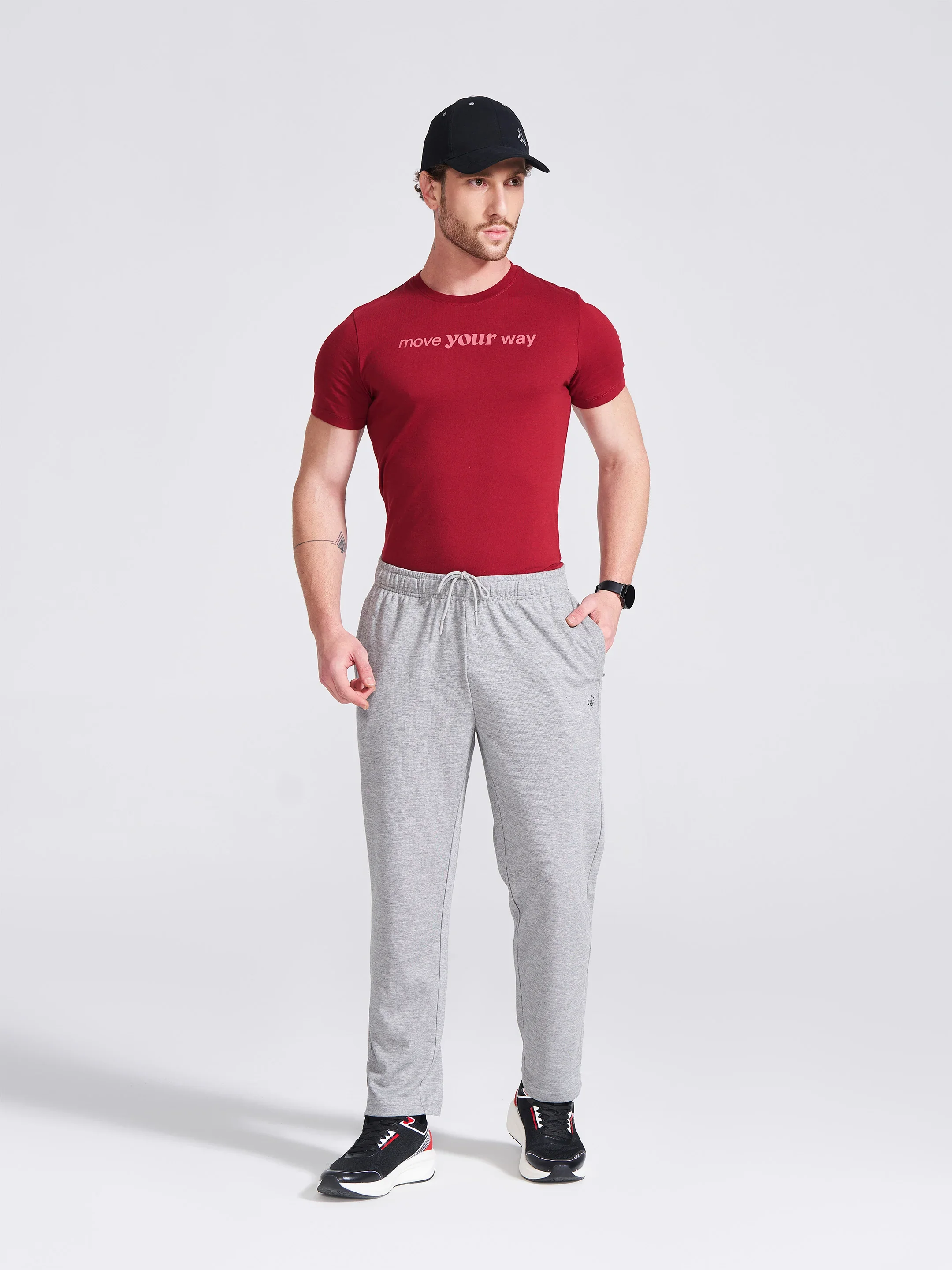 Men's Grey Regular Fit Track Pants - Image 4