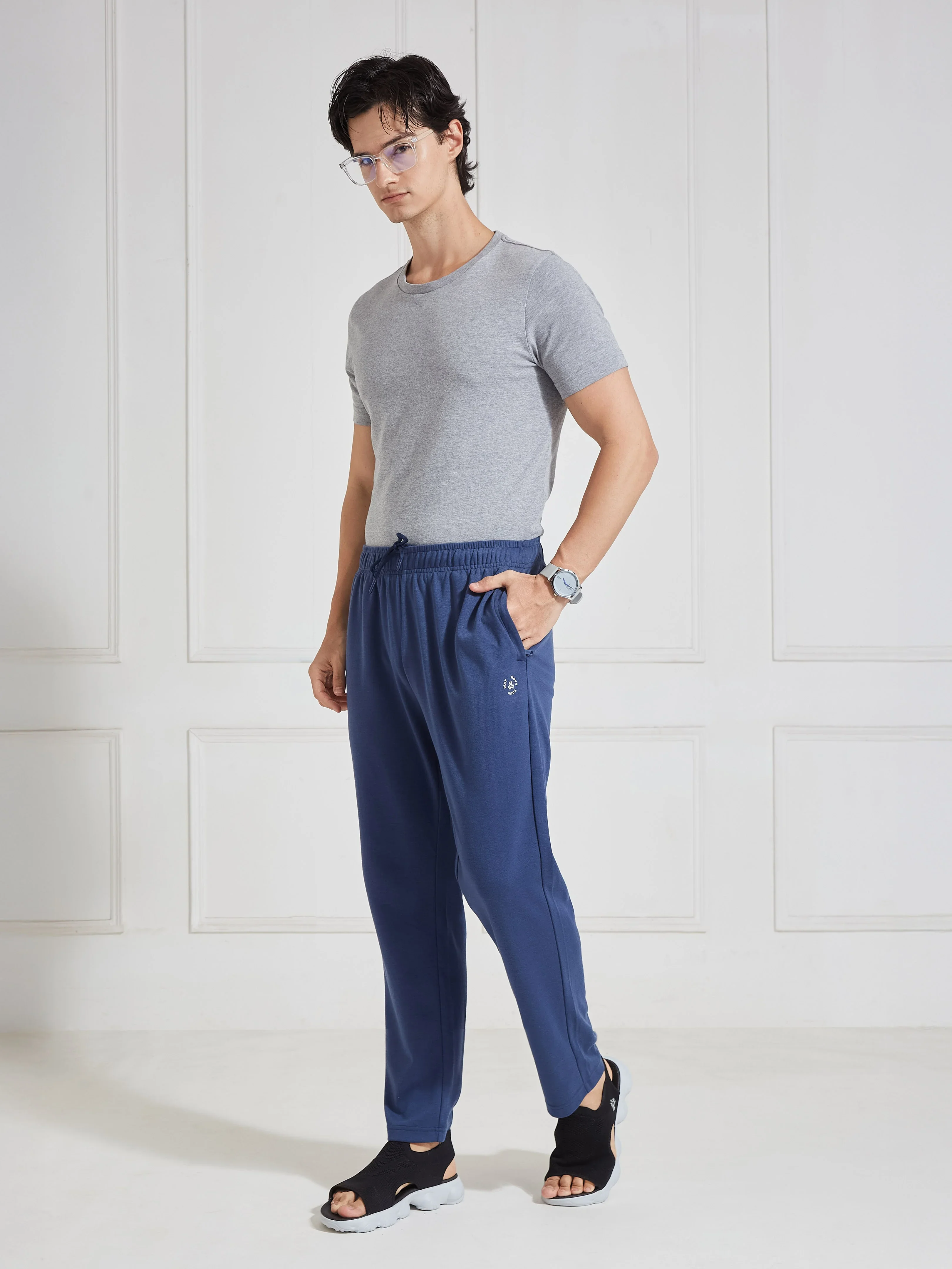 Men's Navy Regular Fit Track Pants - Image 5