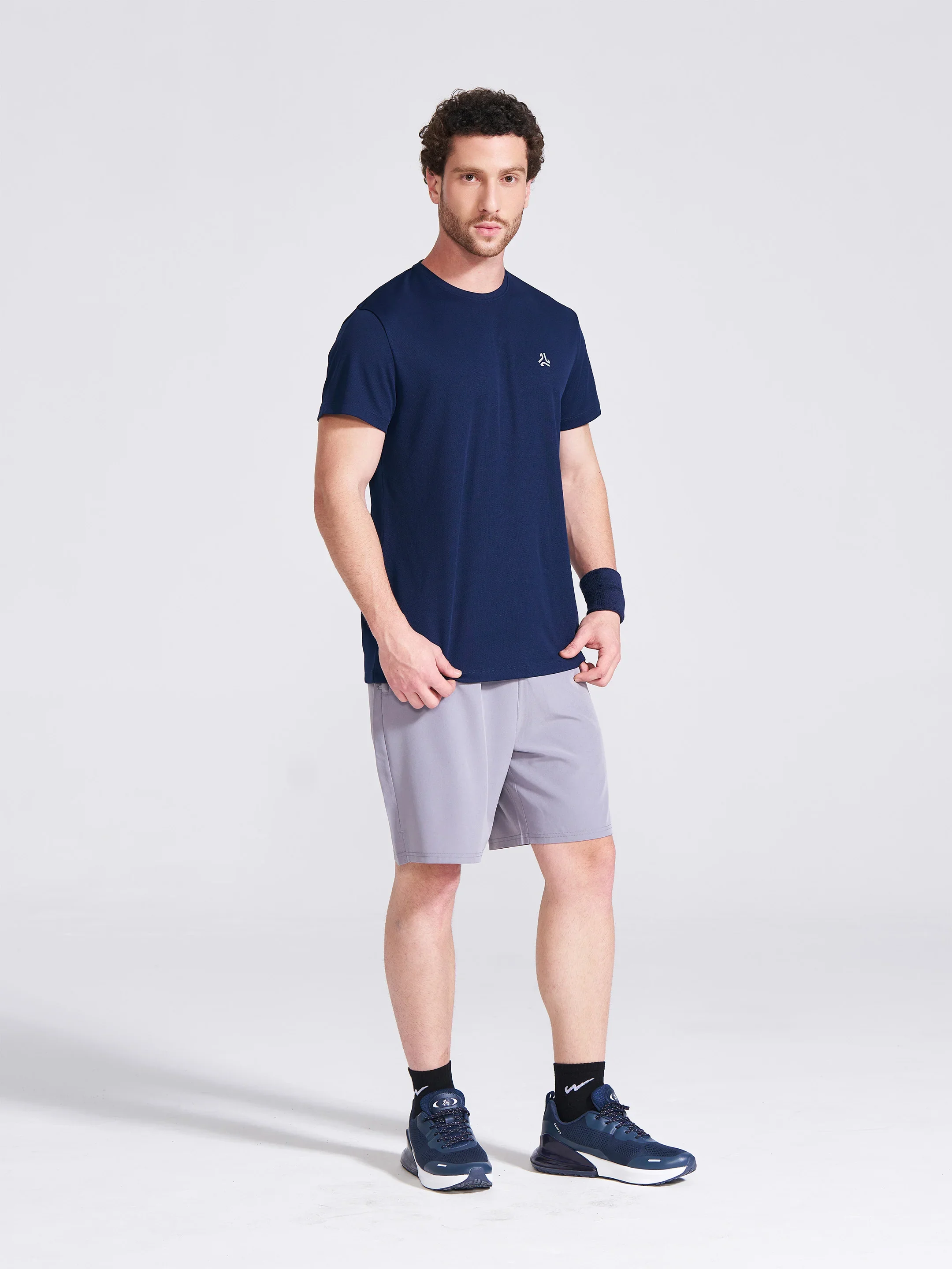 Men's Navy Solid Round Neck T-Shirt - Image 3