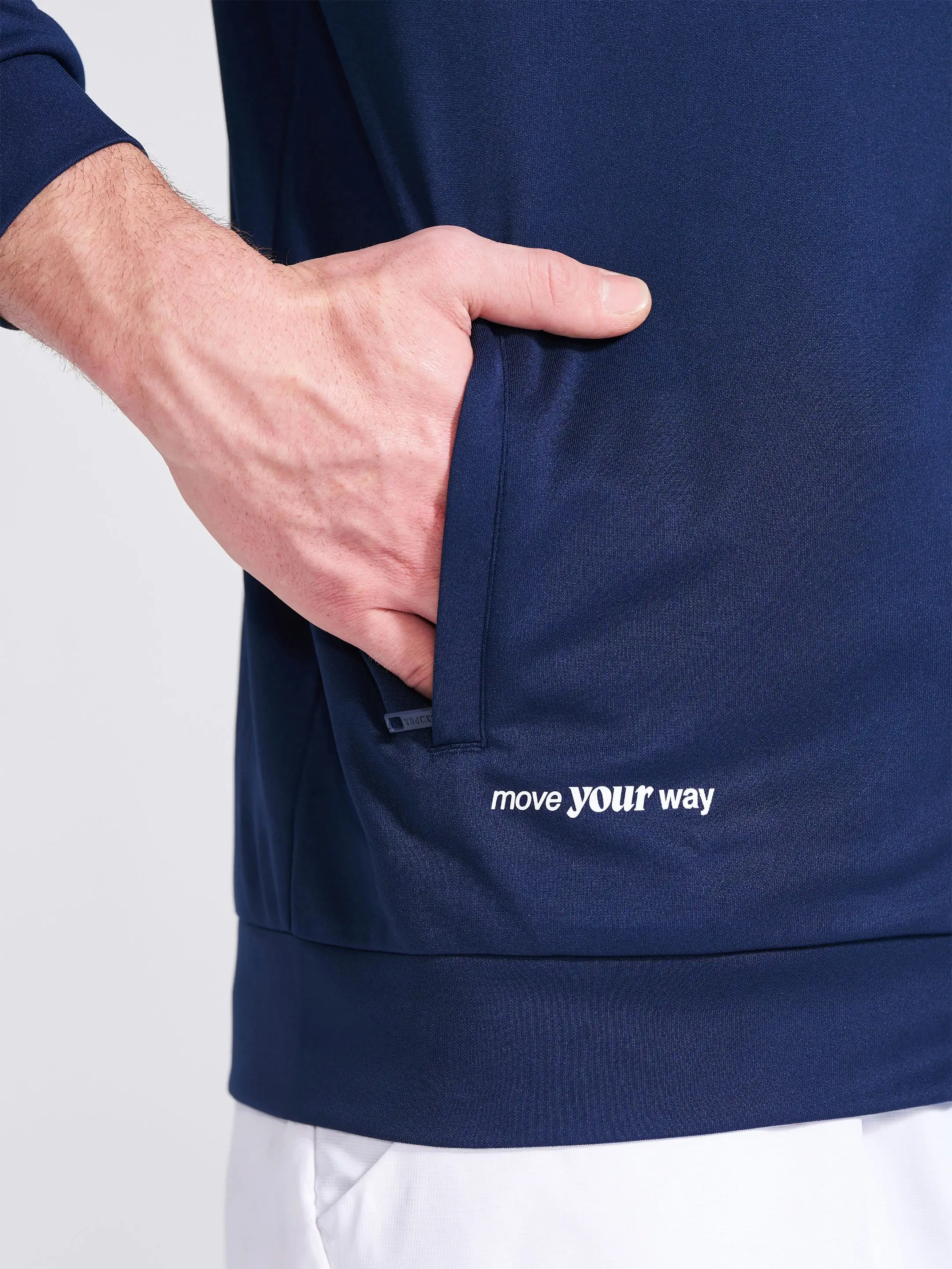 Men's Navy Solid Stand Collar Jacket - Image 3