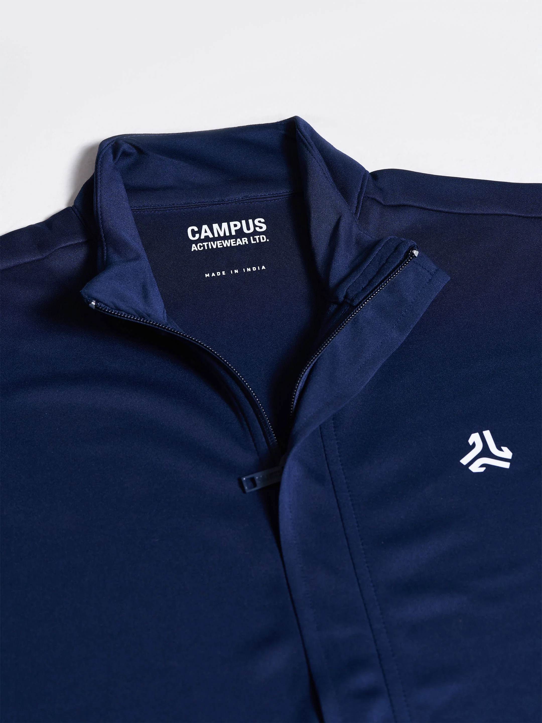 Men's Navy Solid Stand Collar Jacket - Image 6