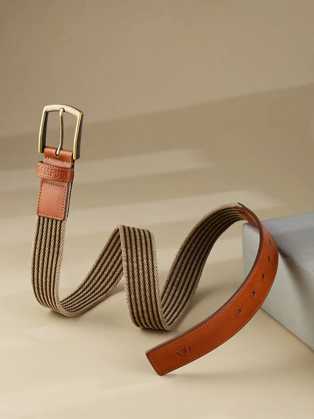 Web Braided Tan Unisex Belt - Image 2