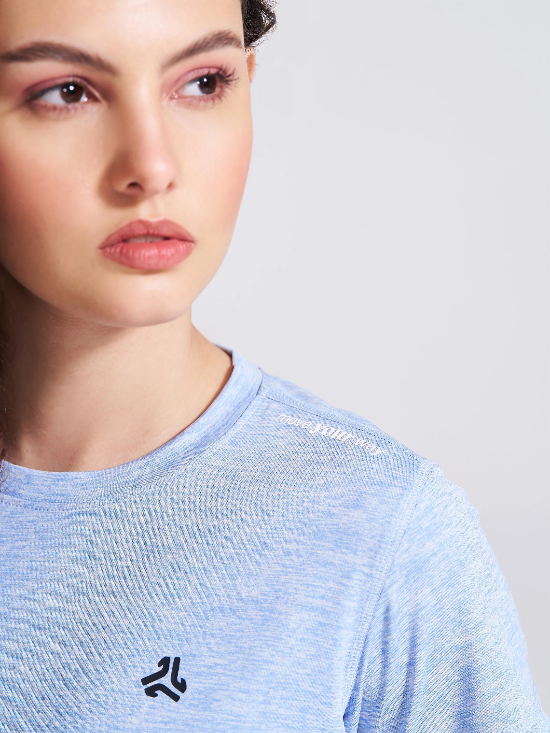 Women's Blue Self Design Round Neck T-Shirt - Image 3
