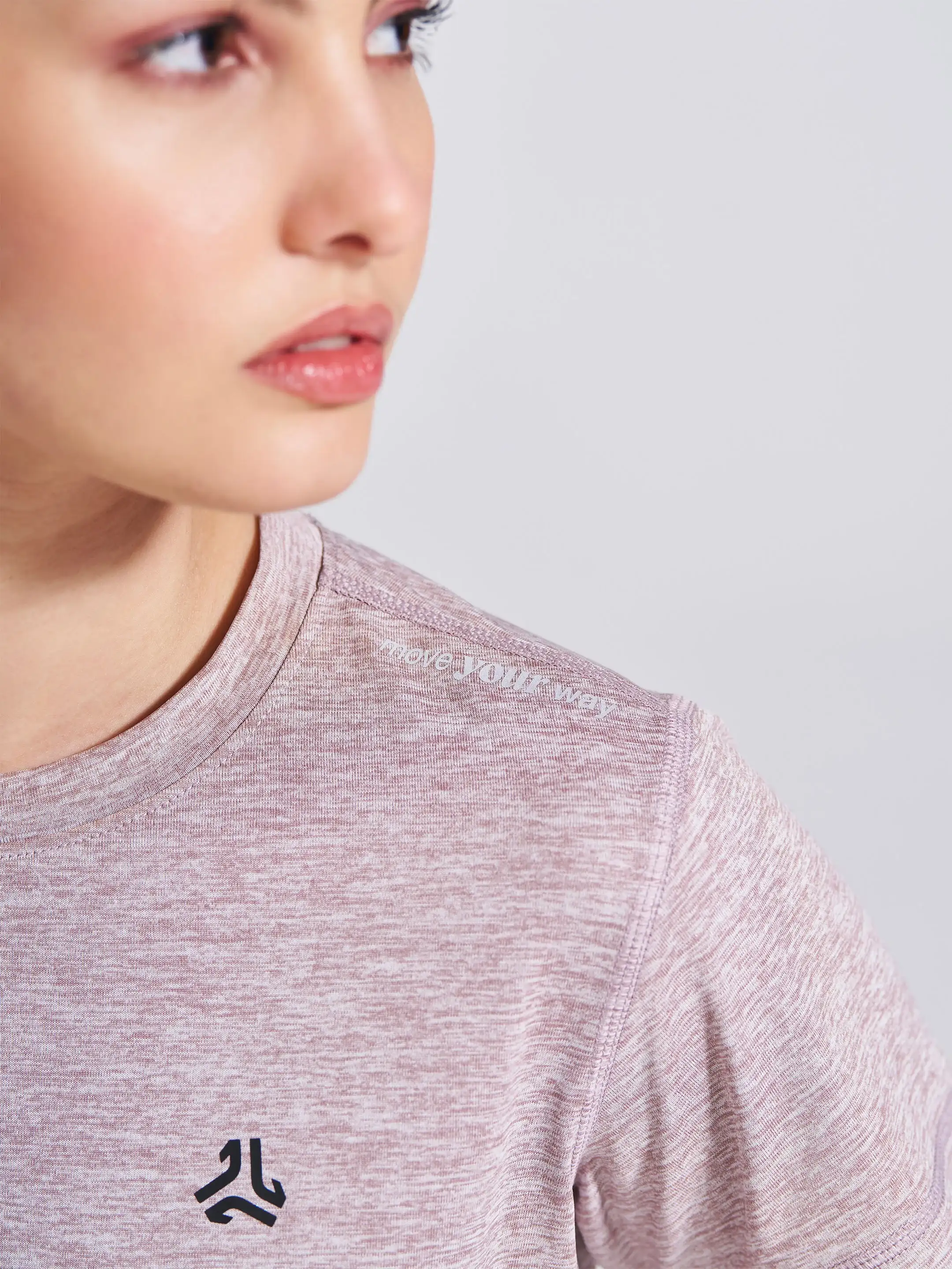 Women's Mauve Self Design Round Neck T-Shirt - Image 3