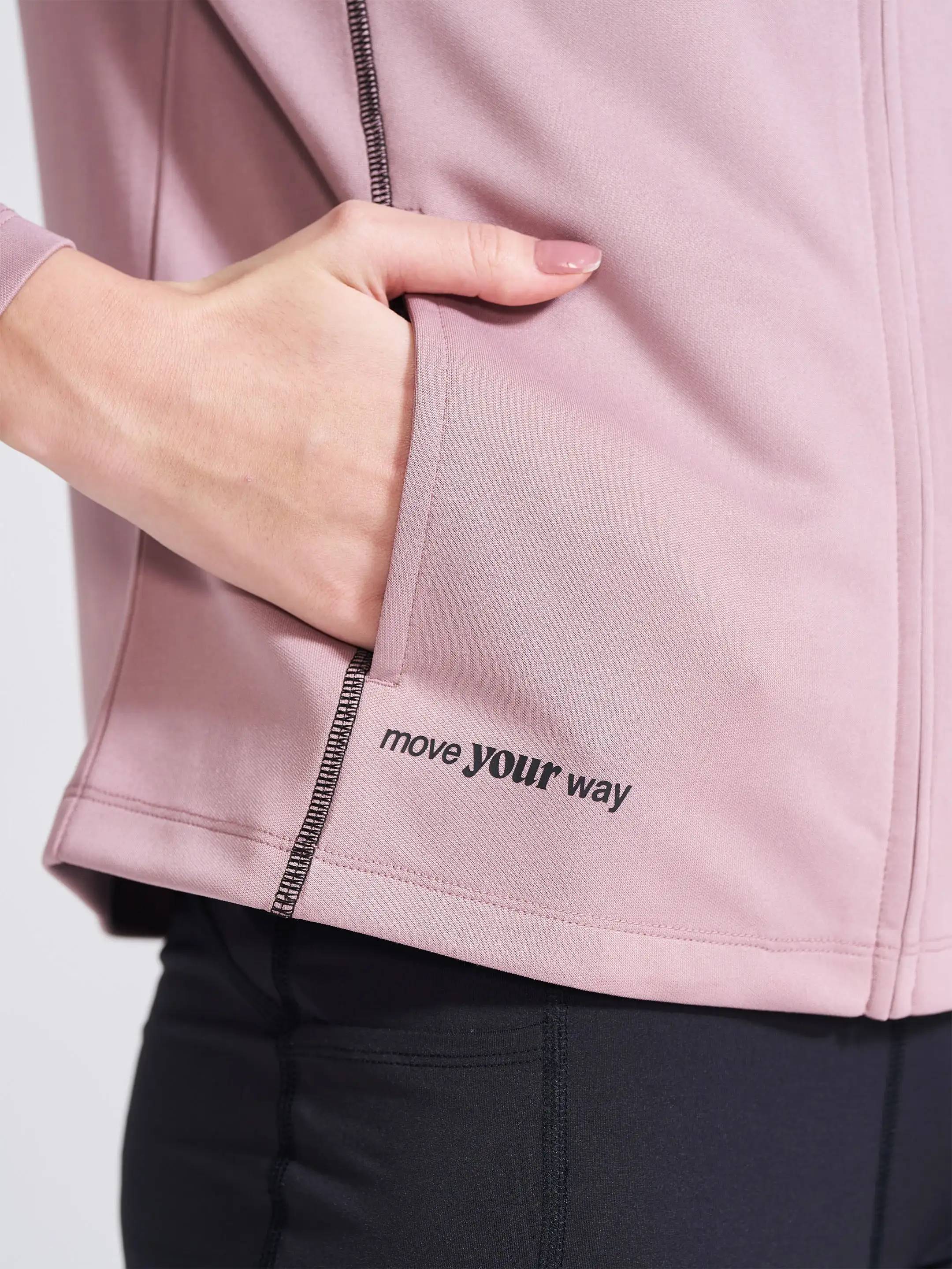 Women's Mauve Solid Stand Collar Jacket - Image 3