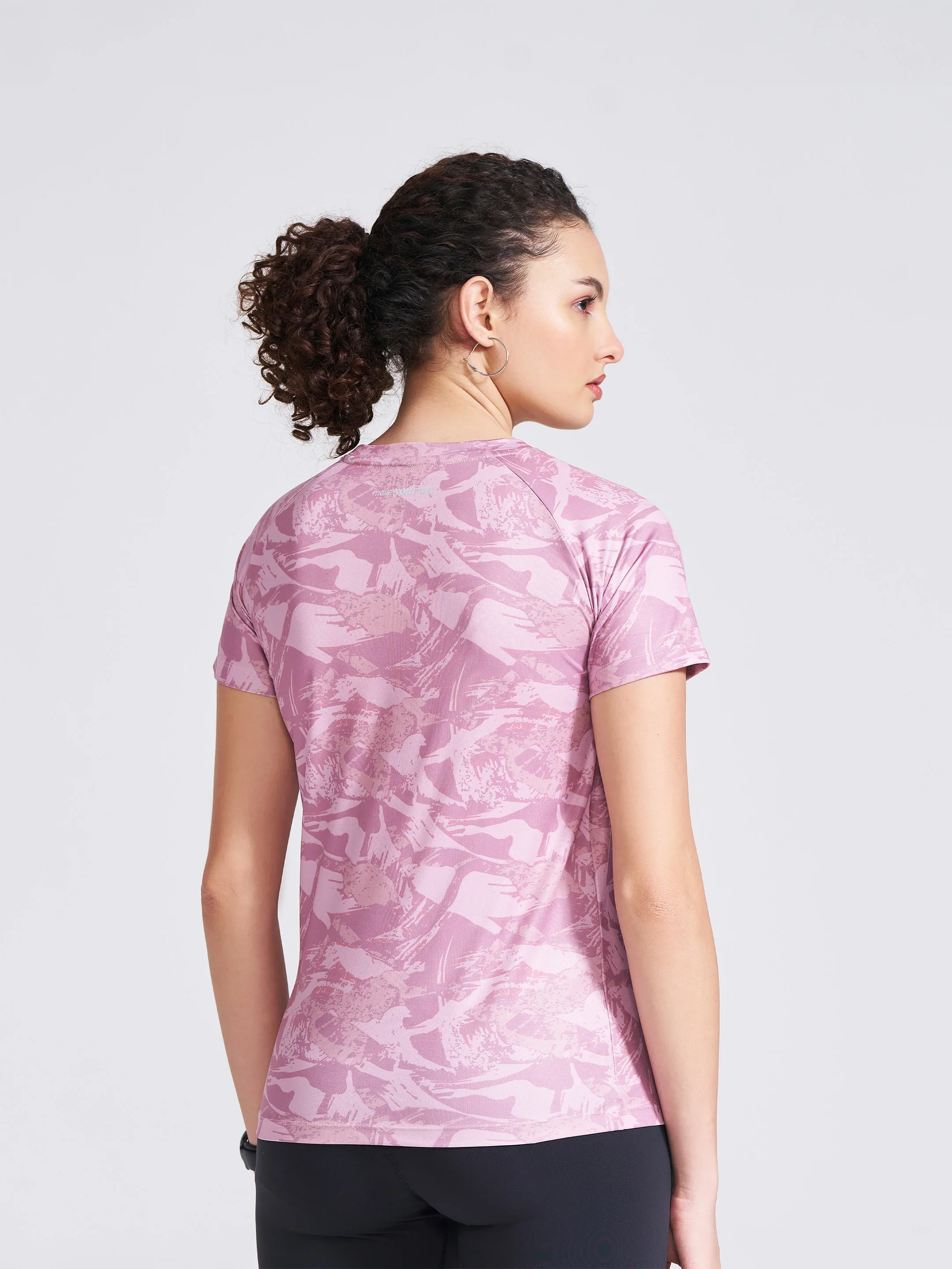 Women's Pink Printed Round Neck T-Shirt - Image 5